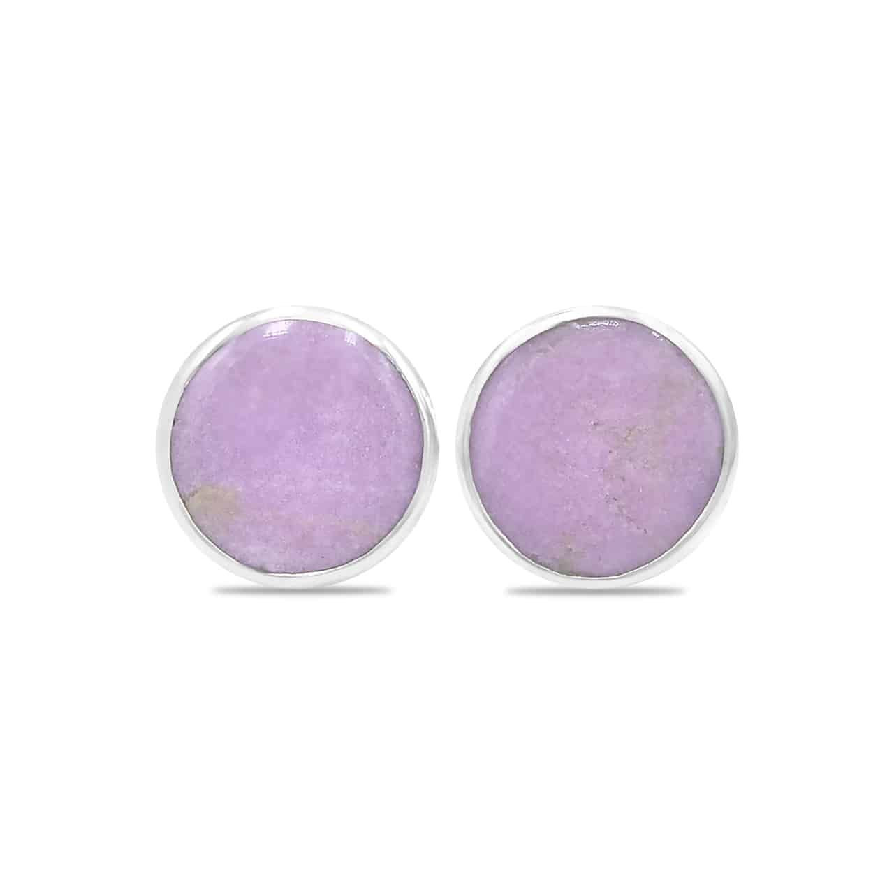 Starborn Phosphosiderite Round Cabochon Single Bezel Post Earring in Sterling Silver