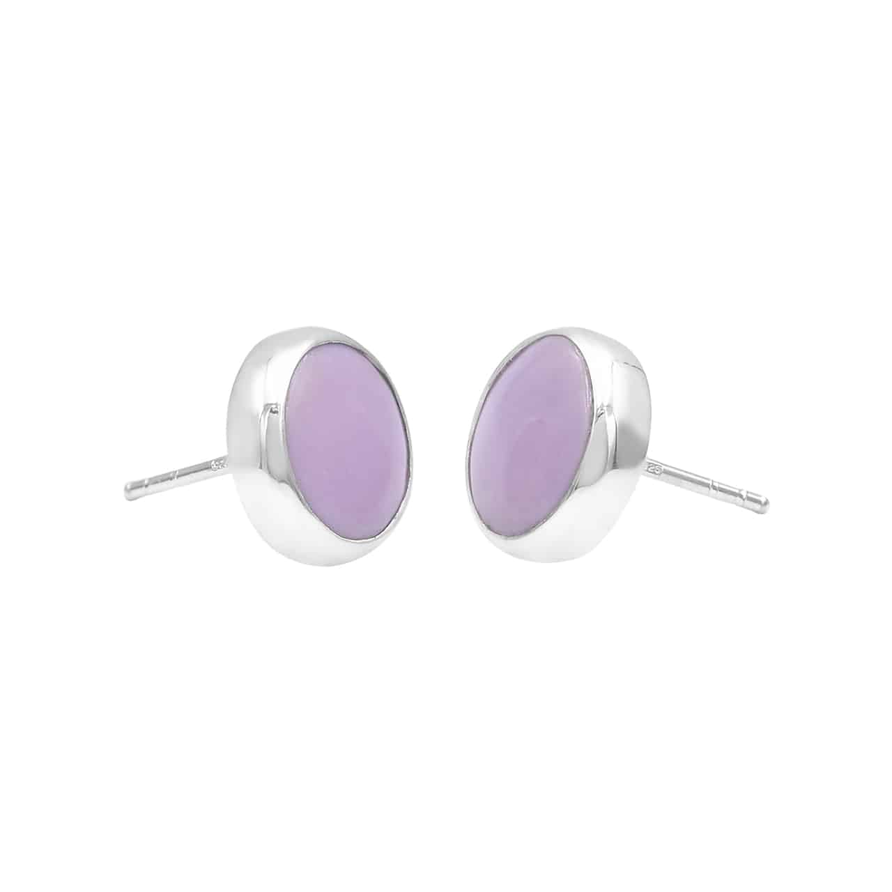 Starborn Phosphosiderite Round Cabochon Single Bezel Post Earring in Sterling Silver