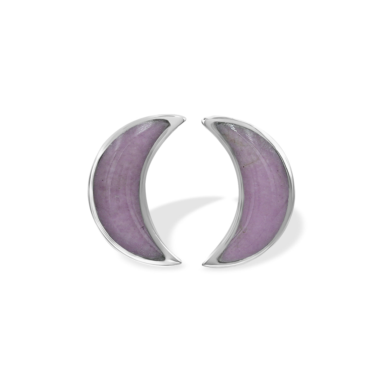 Starborn Gemstone Crescent Moon Post Style Earrings in Sterling Silver