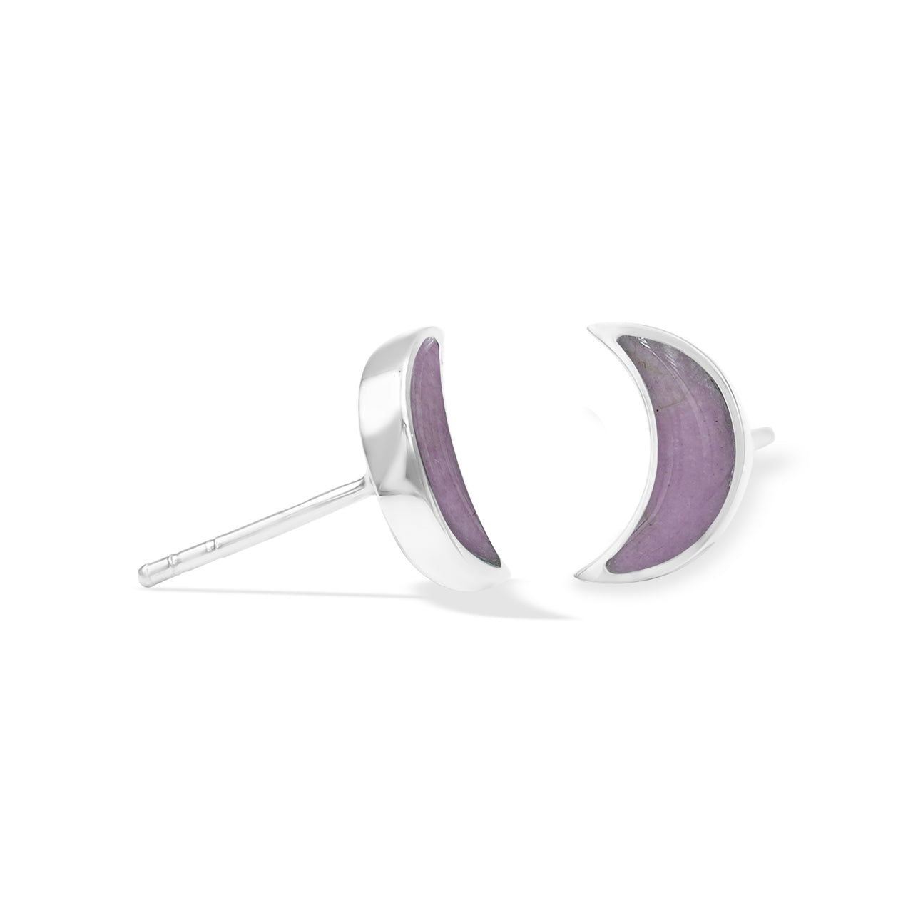 Starborn Gemstone Crescent Moon Post Style Earrings in Sterling Silver