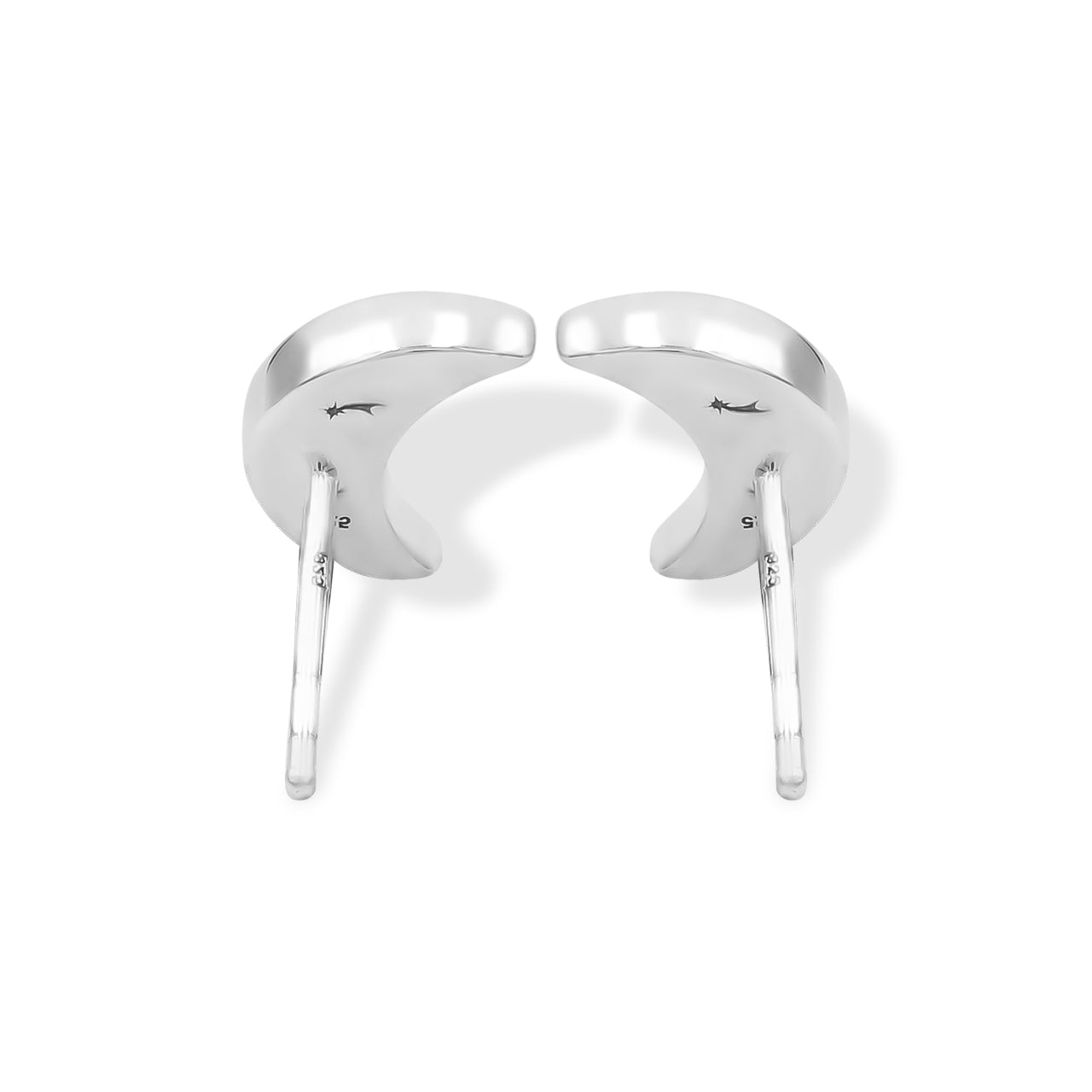 Starborn Gemstone Crescent Moon Post Style Earrings in Sterling Silver