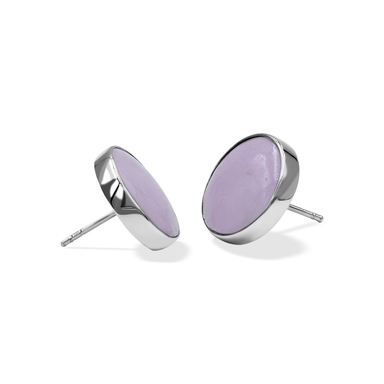 Starborn Phosphosiderite Round Cabochon Single Bezel Post Earring in Sterling Silver
