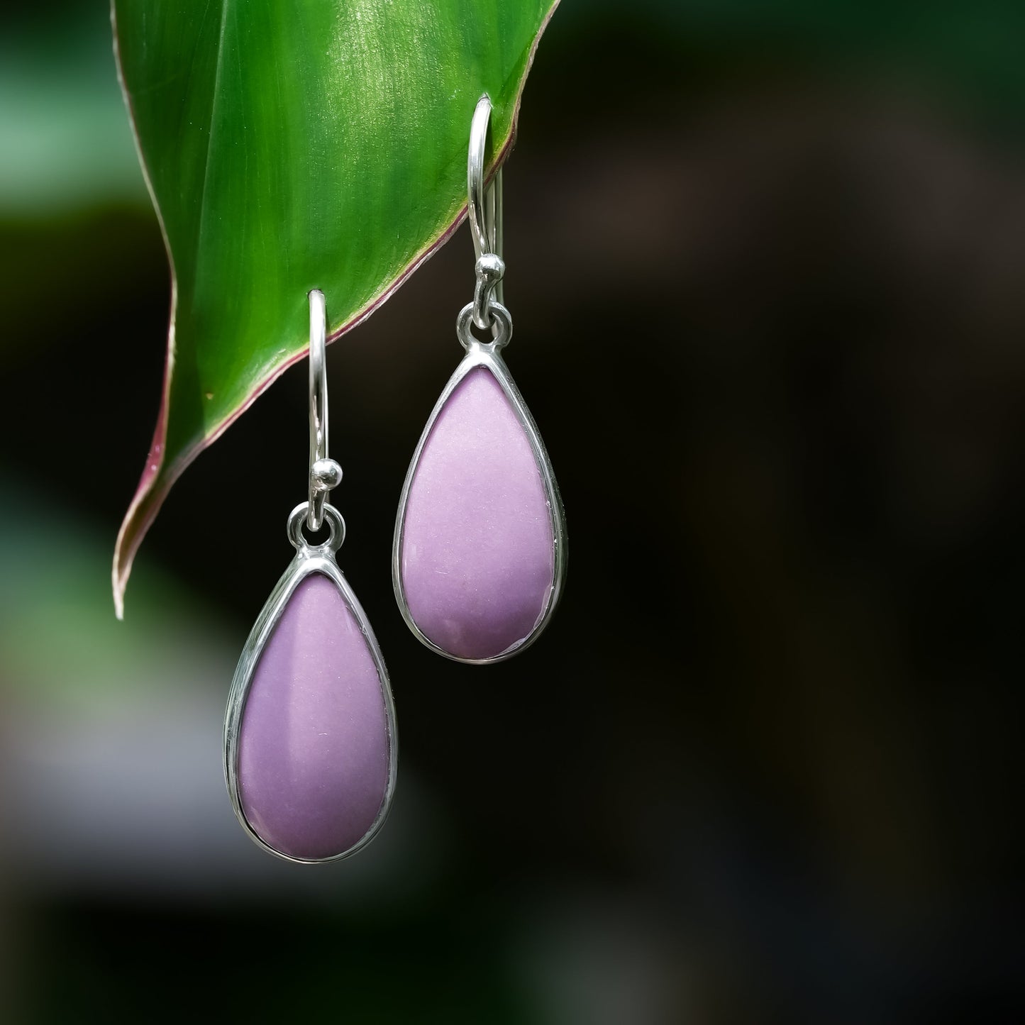 Starborn Phosphosiderite Pear Shaped Dangle Earrings in Sterling Silver