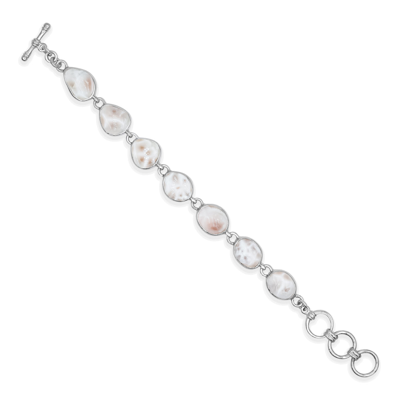 Starborn Pink Natrolite Freeform Bracelet in Sterling Silver