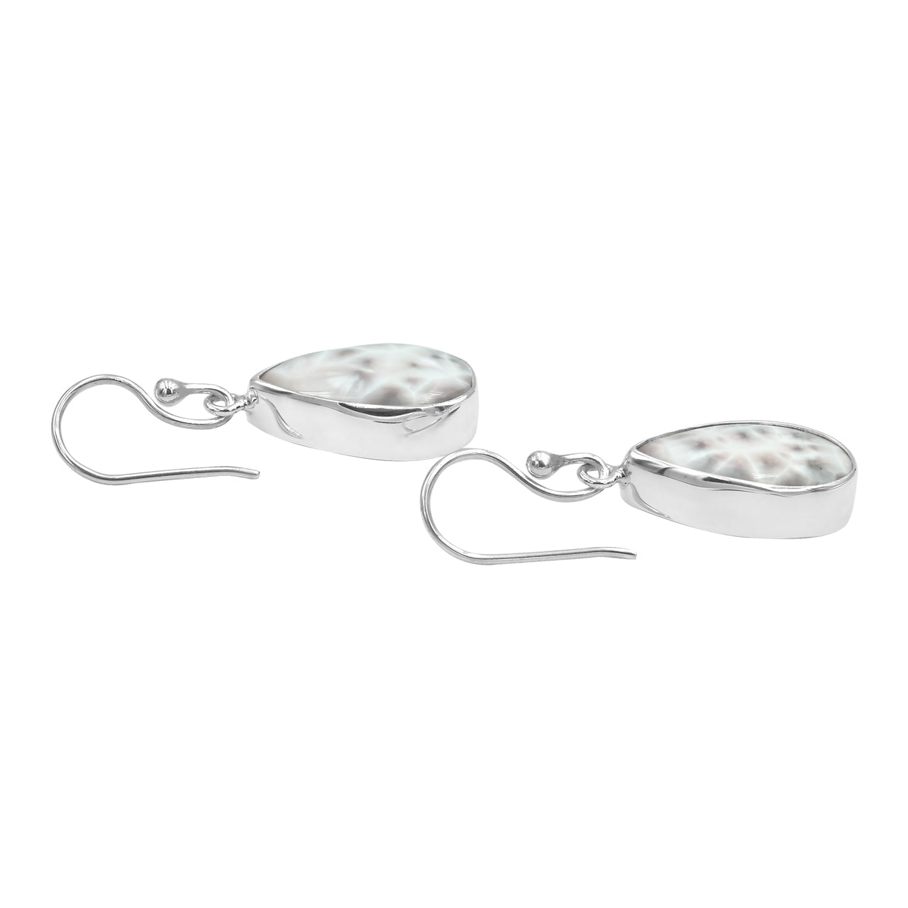 Starborn Pink Natrolite Pear Shaped Dangle Earrings in Sterling Silver