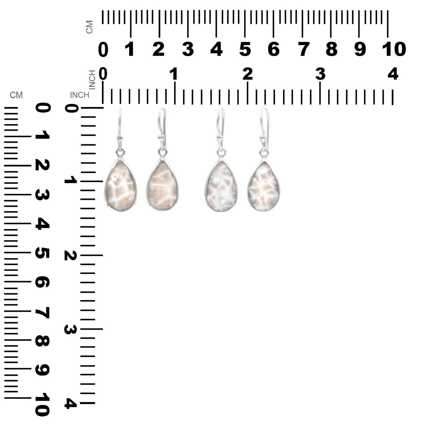 Starborn Pink Natrolite Pear Shaped Dangle Earrings in Sterling Silver