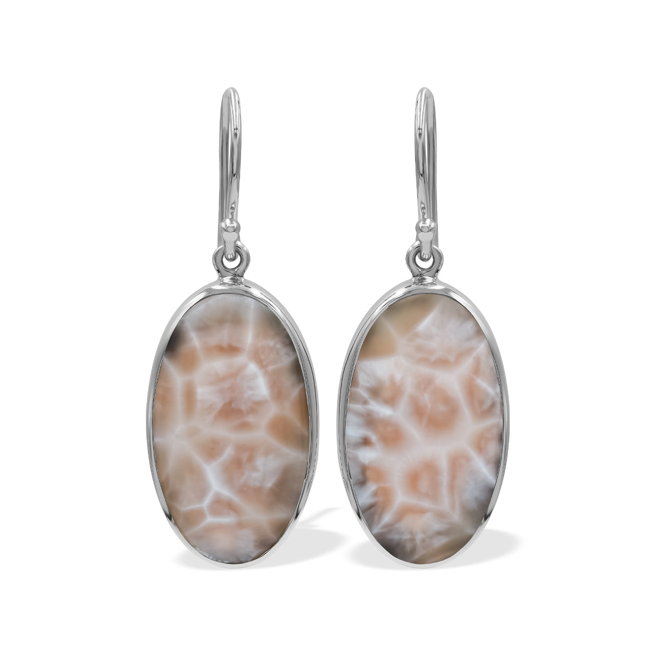 Starborn Pink Natrolite Oval Shaped Dangle Earring in Sterlling Silver