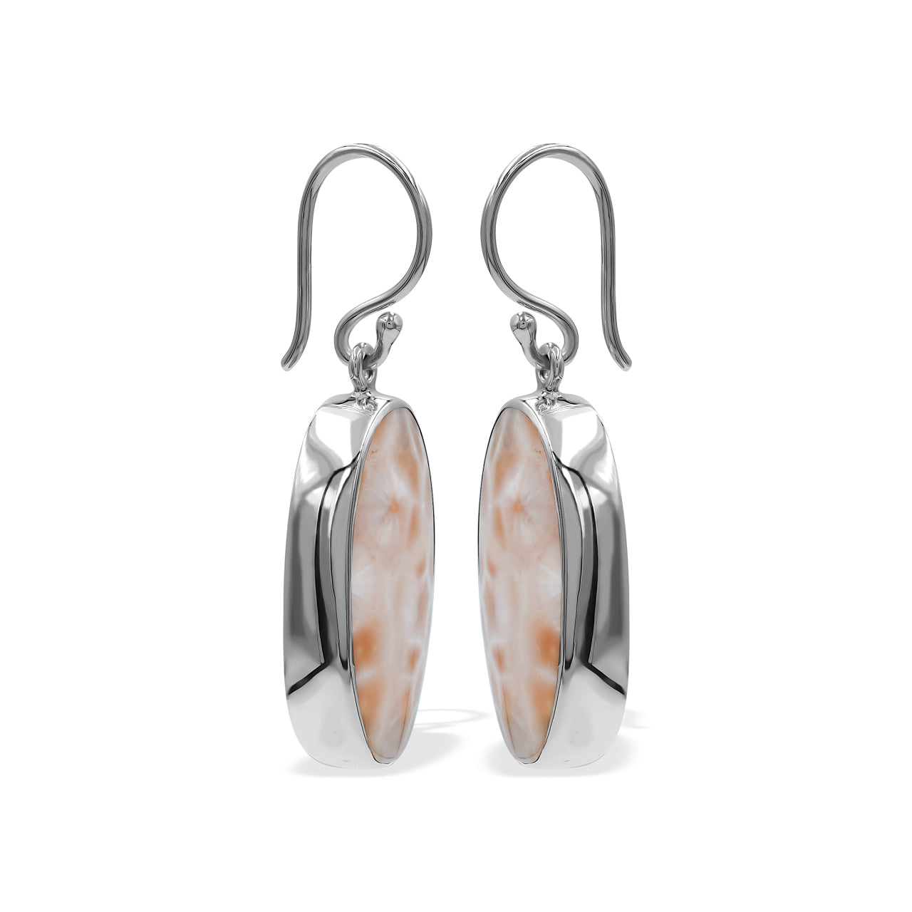 Starborn Pink Natrolite Oval Shaped Dangle Earring in Sterlling Silver