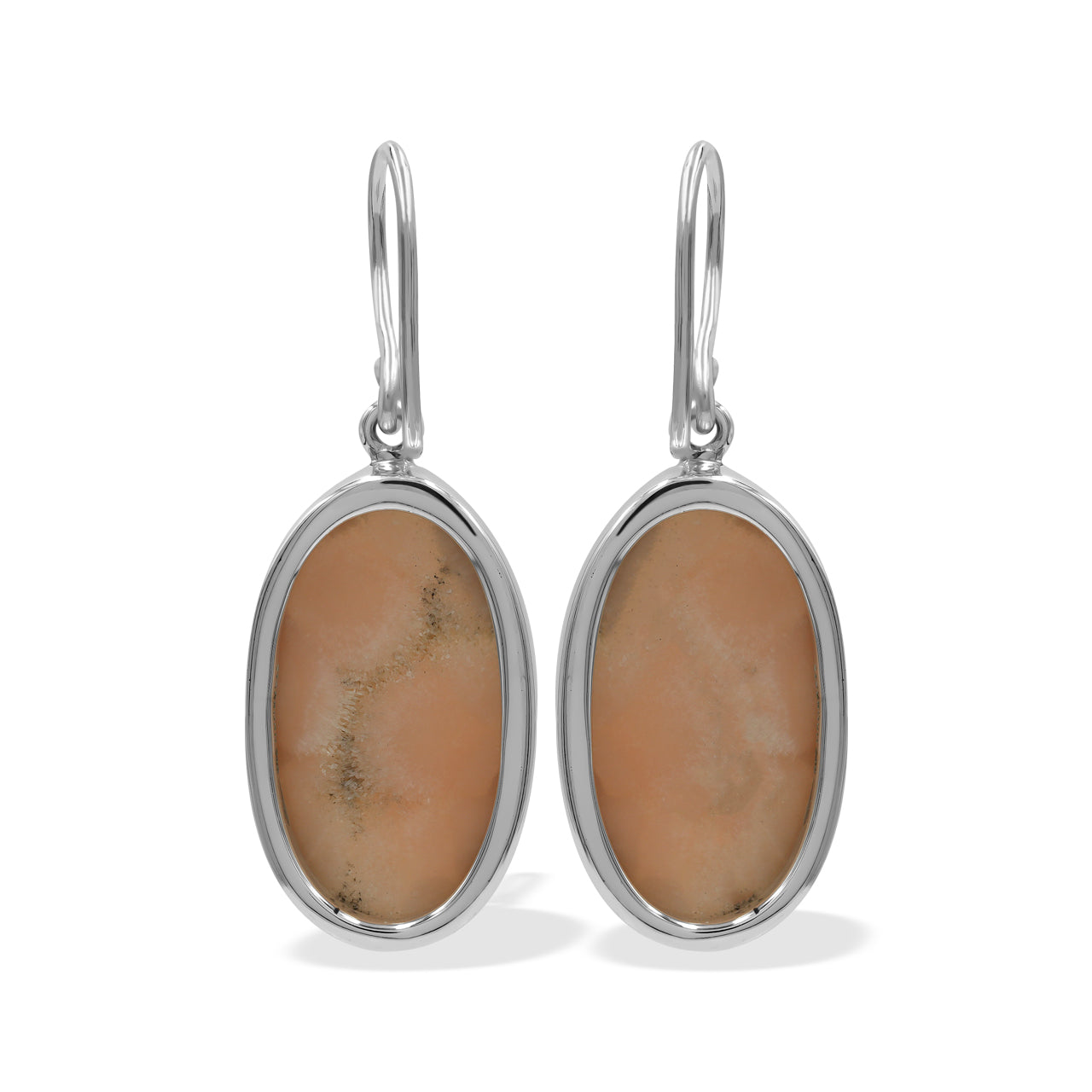 Starborn Pink Natrolite Oval Shaped Dangle Earring in Sterlling Silver