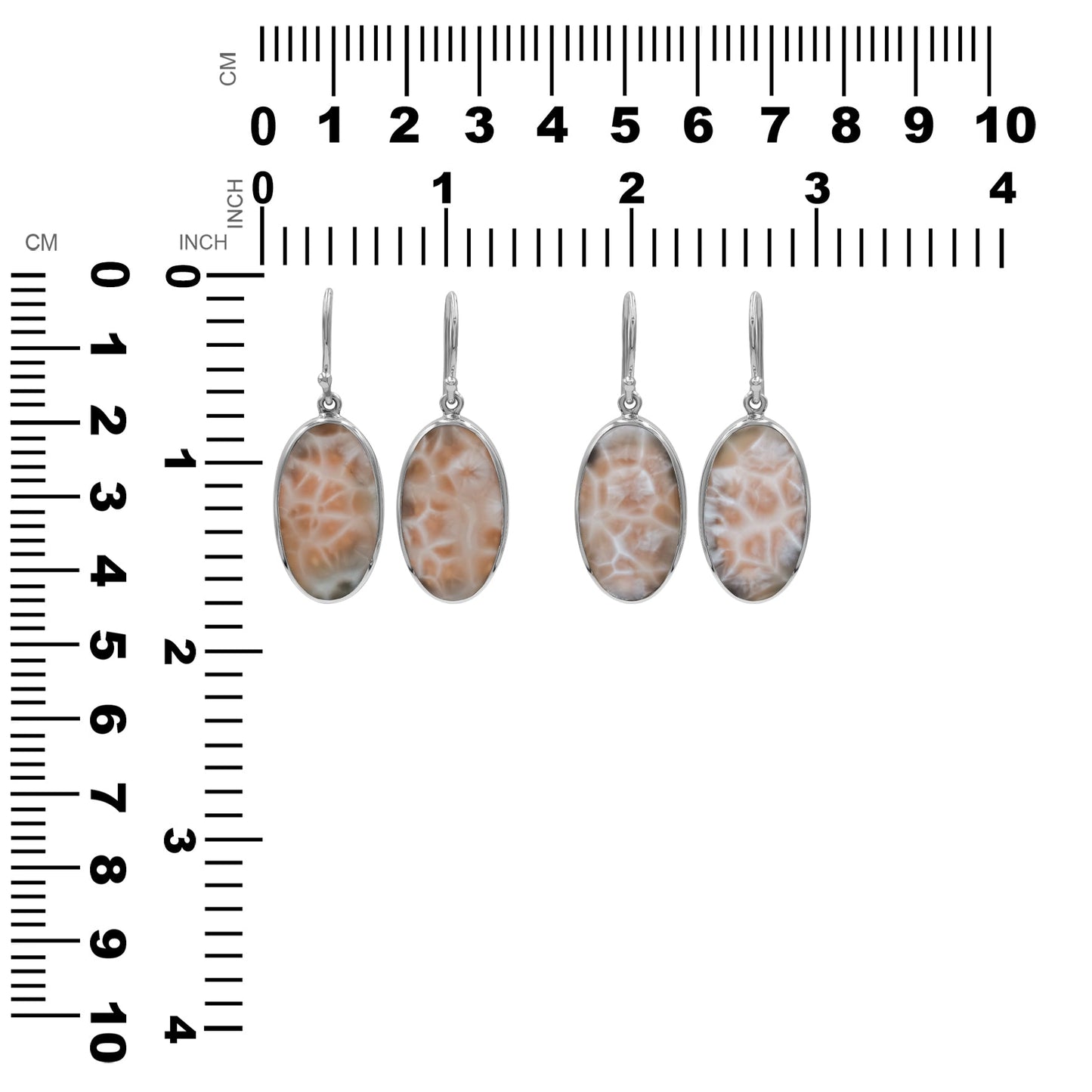 Starborn Pink Natrolite Oval Shaped Dangle Earring in Sterlling Silver