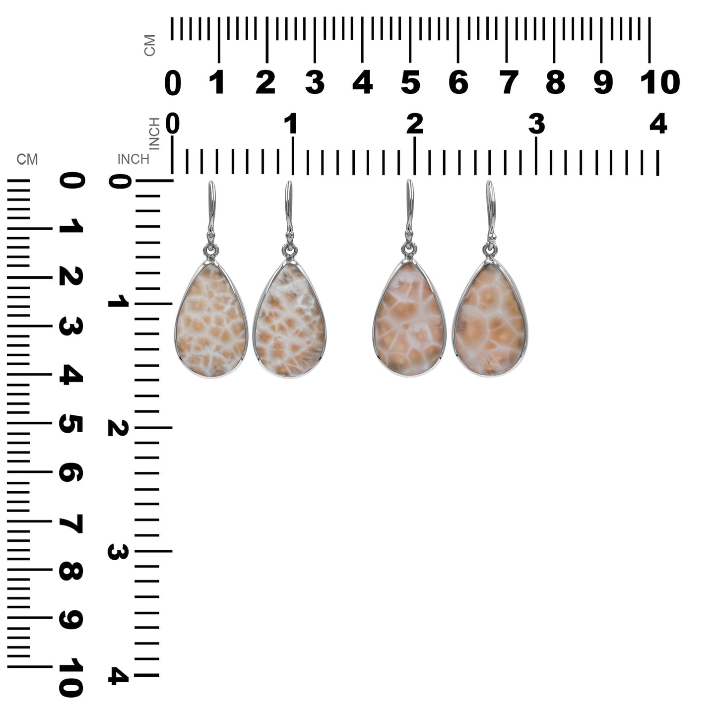 Starborn Pink Natrolite Pear Shaped Dangle Earring in Sterling Silver