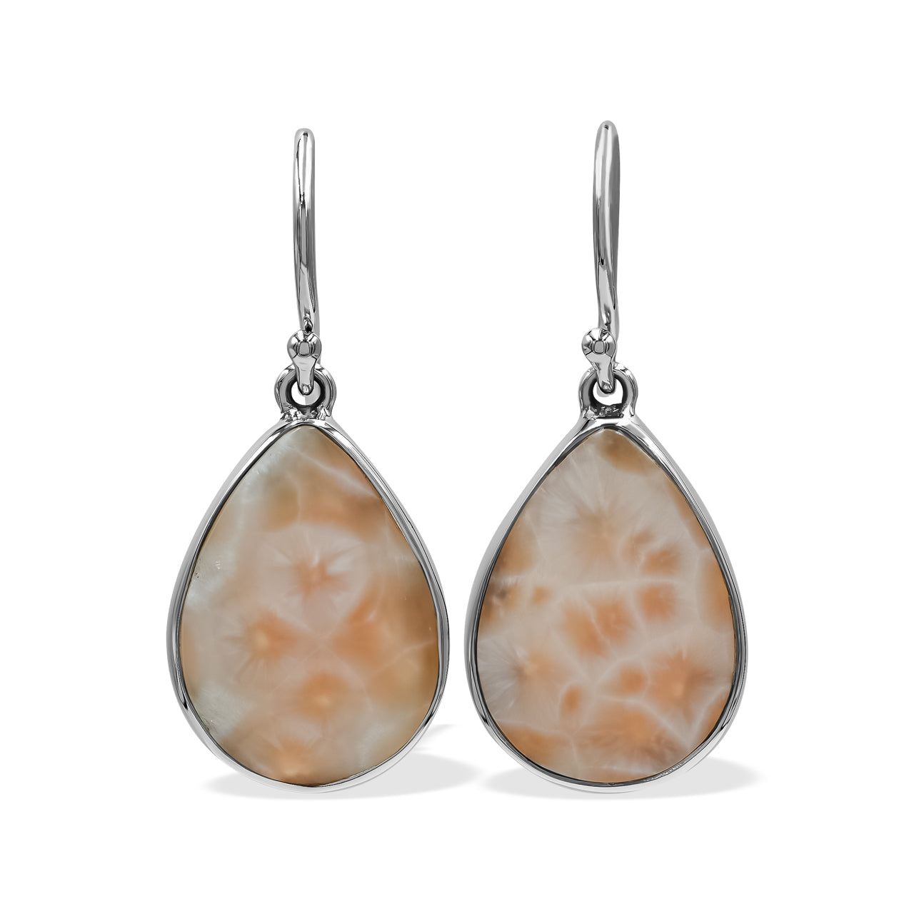 Starborn Pink Natrolite Pear Shaped Dangle Earring in Sterling Silver