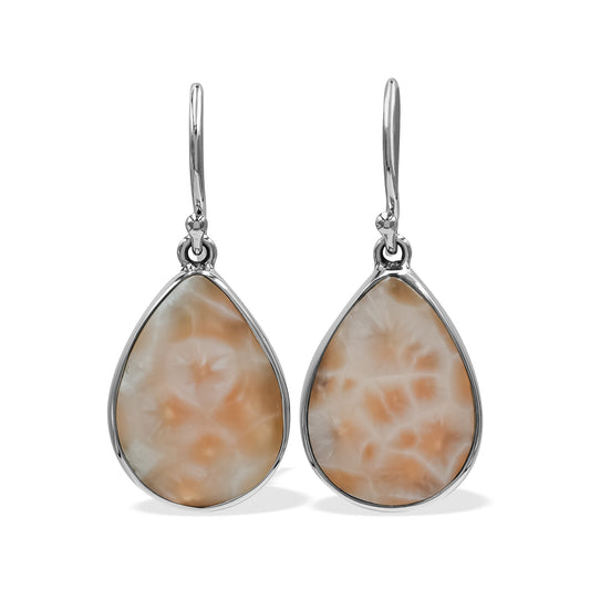 Starborn Pink Natrolite Pear Shaped Dangle Earring in Sterling Silver