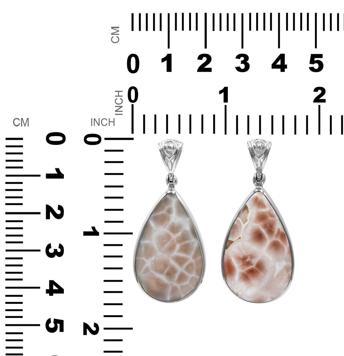 Starborn Pink Natrolite Pear Shaped Pendant in Sterling Silver with Filigree Bale