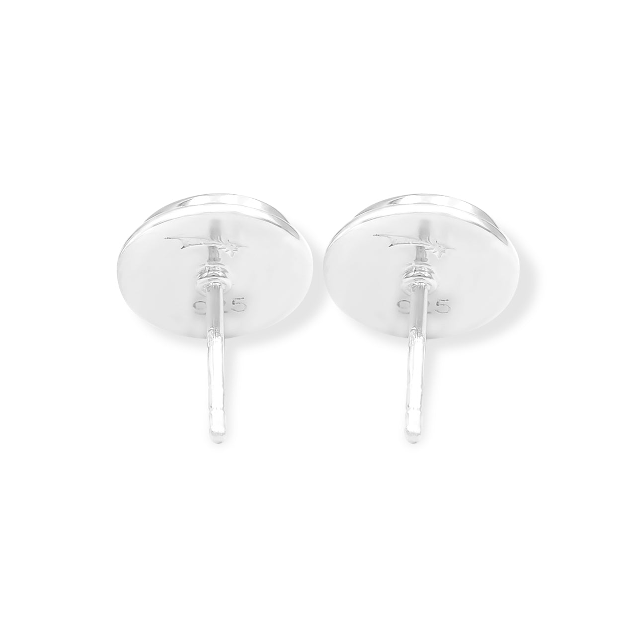 Starborn Pink Opal Round Cabochon Double Bezel Post Earrings in Sterling Silver