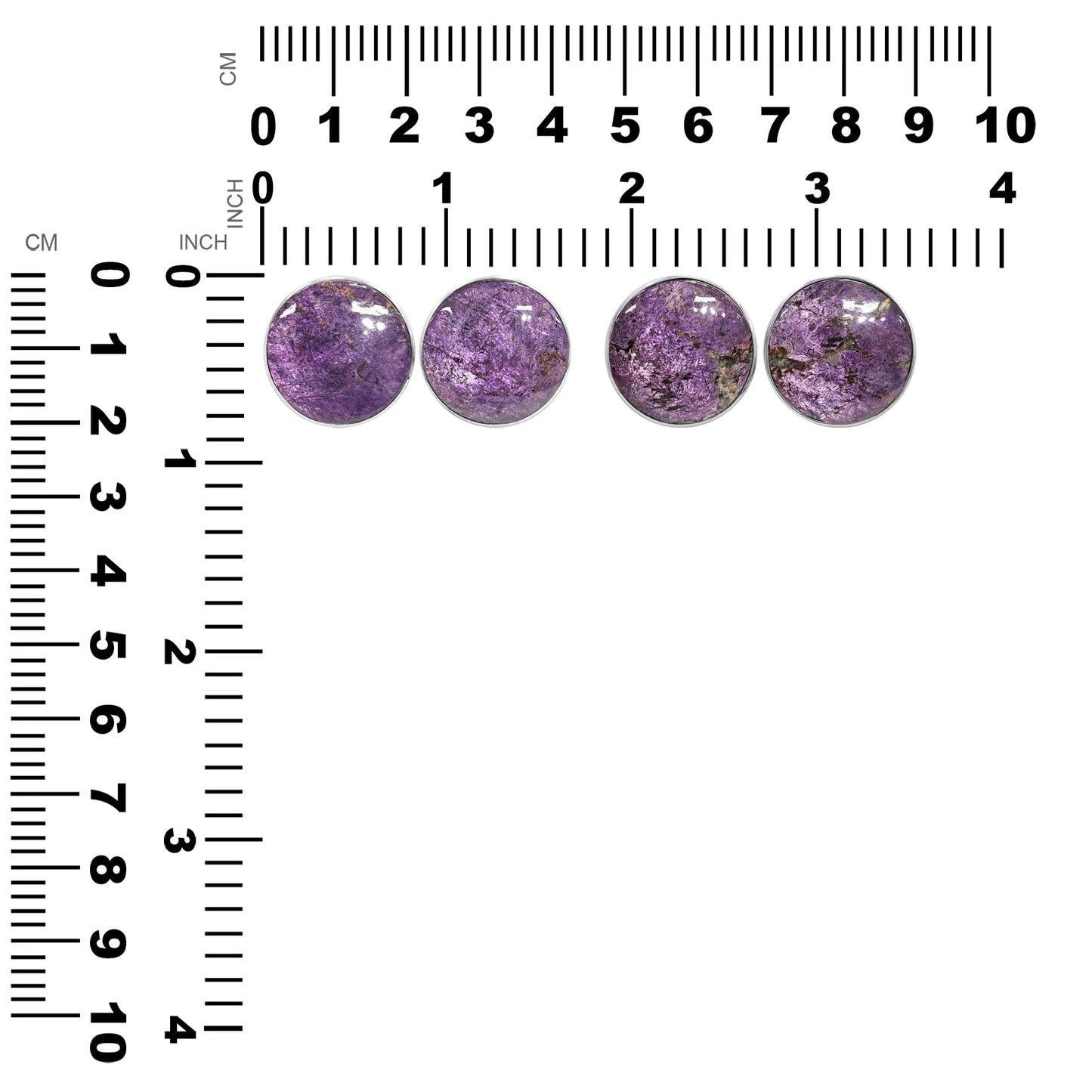 Starborn Purpurite Round Cabochon Post Style Earrings in Sterling Silver