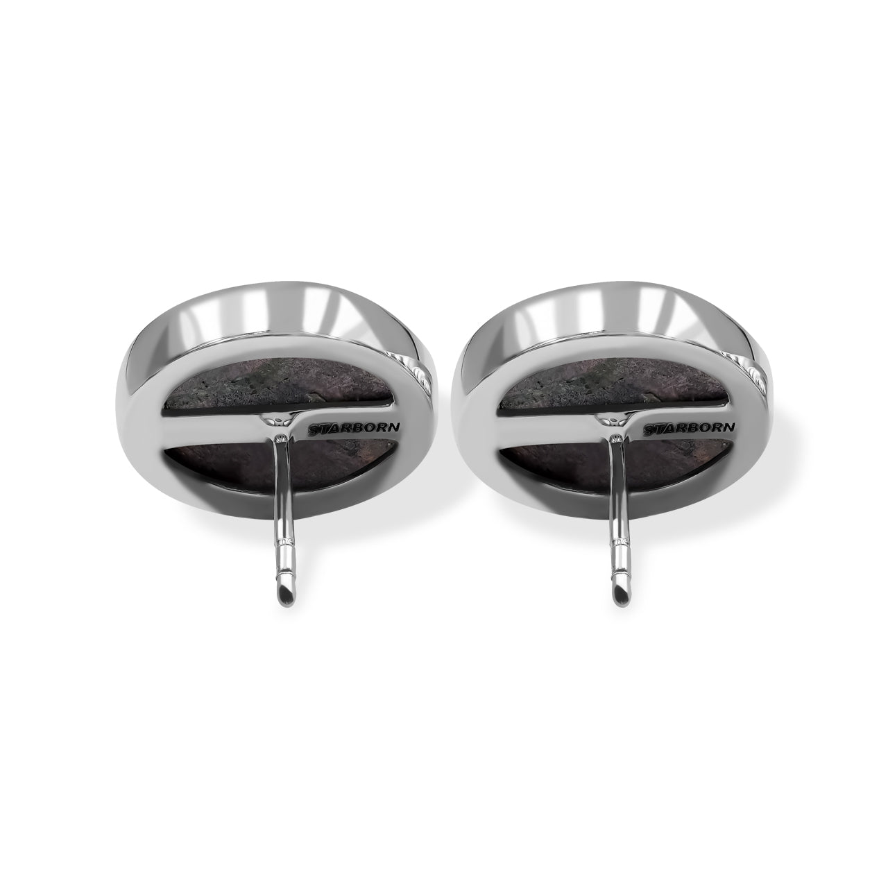 Starborn Purpurite Round Cabochon Post Style Earrings in Sterling Silver