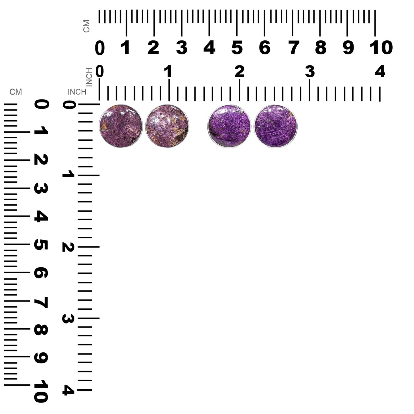 Starborn Purpurite Round Cabochon Post Style Earrings in Sterling Silver