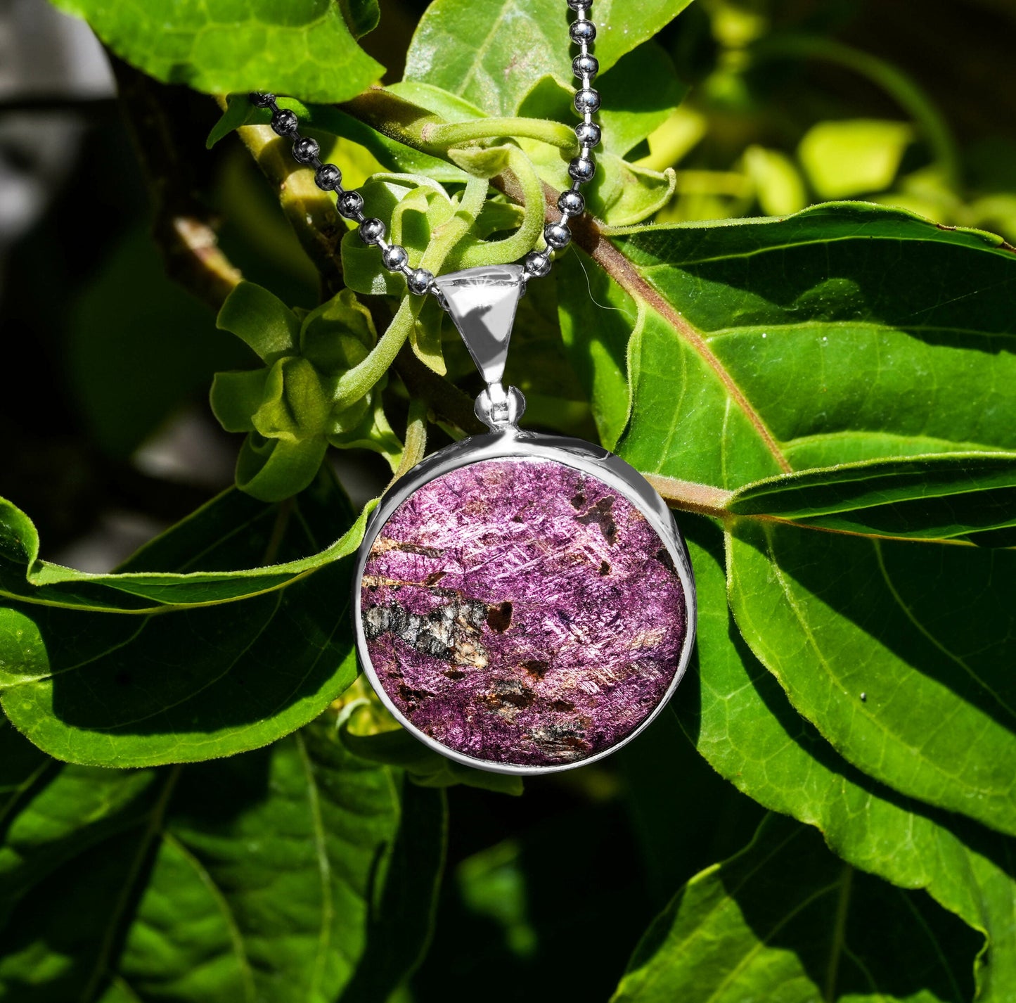 Starborn Purpurite Round Pendant in Sterling Silver