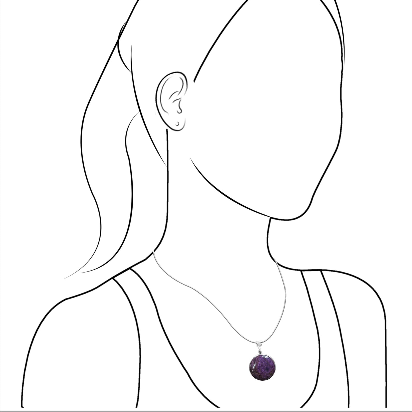 Starborn Purpurite Round Pendant in Sterling Silver
