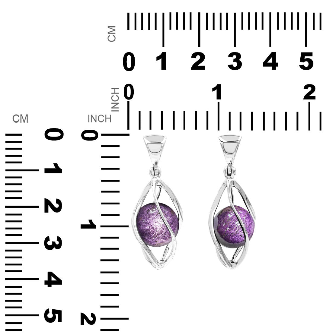 Starborn Purpurite Sphere 12mm Spiral Cage Pendant in Sterling Silver