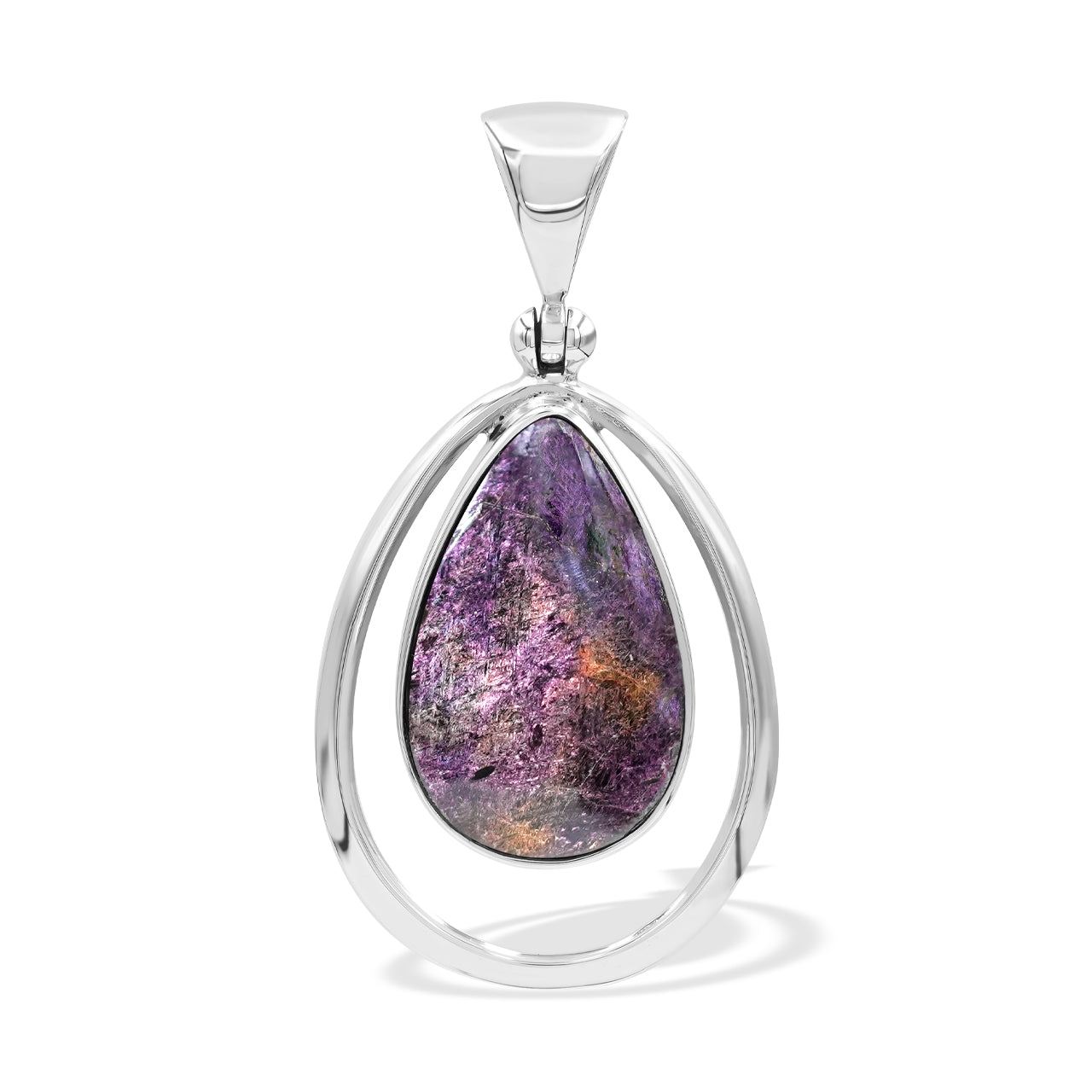 Starborn Purpurite Pear-Shaped Wire Frame Pendant and Earring Set in Sterling Silver