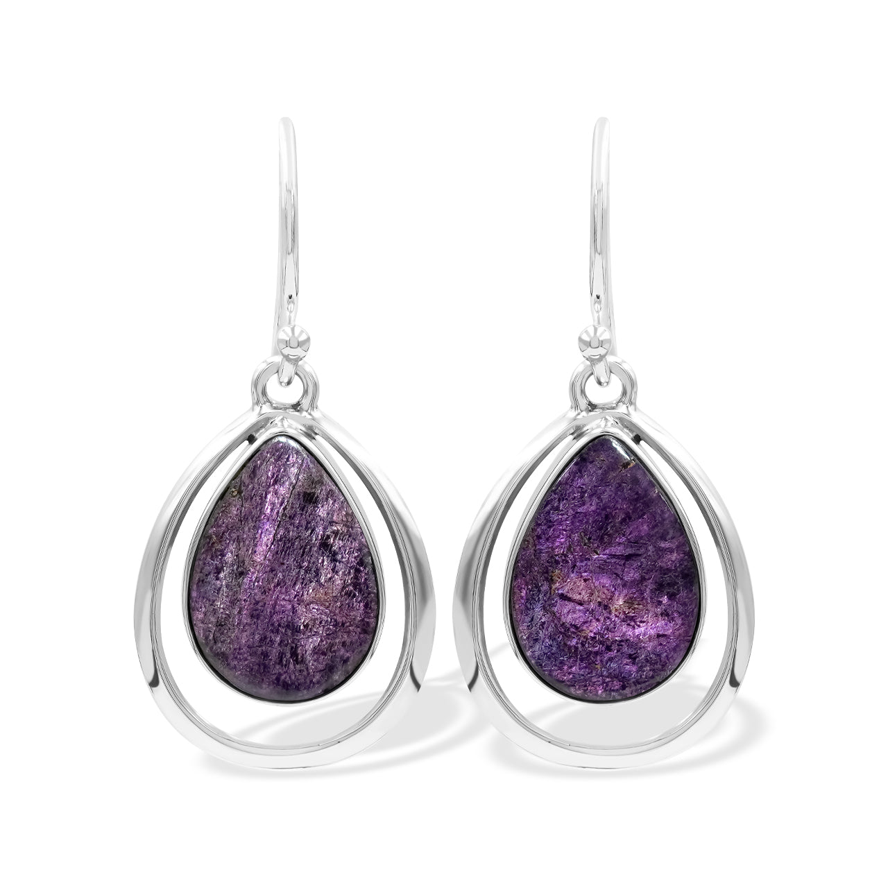Starborn Purpurite Pear-Shaped Wire Frame Pendant and Earring Set in Sterling Silver