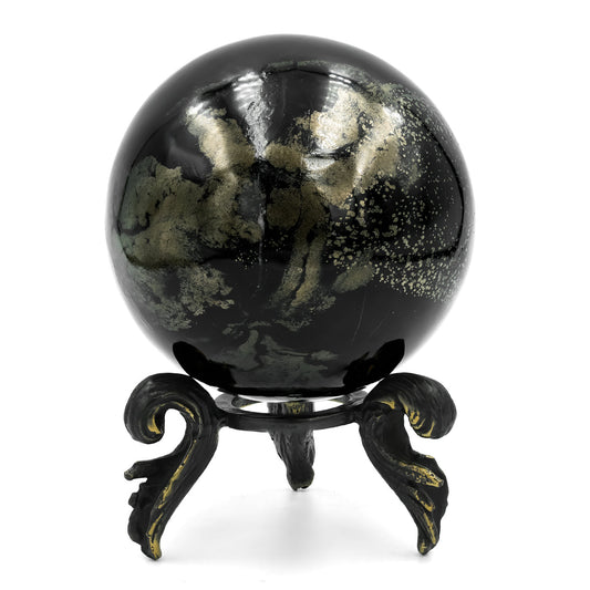 Starborn Schiefer Pyrite Display Sphere with Brass Stand