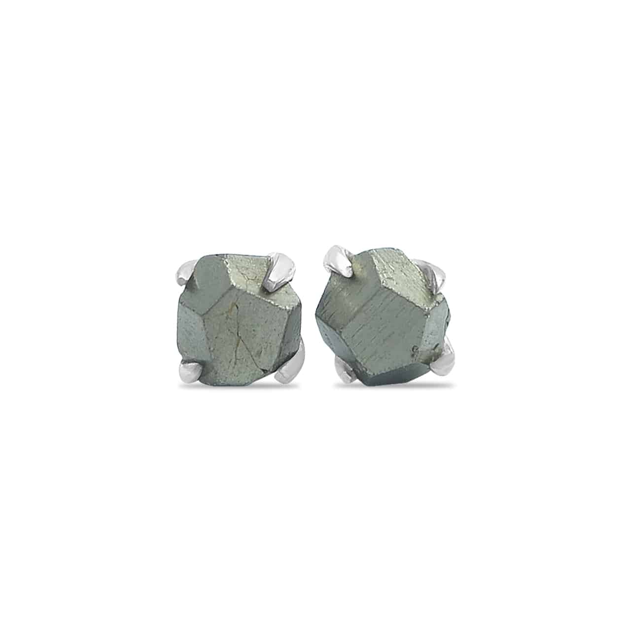 Starborn Pyrite Crystal Post Earrings in Sterling Silver