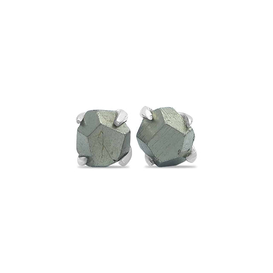 Starborn Pyrite Crystal Post Earrings in Sterling Silver