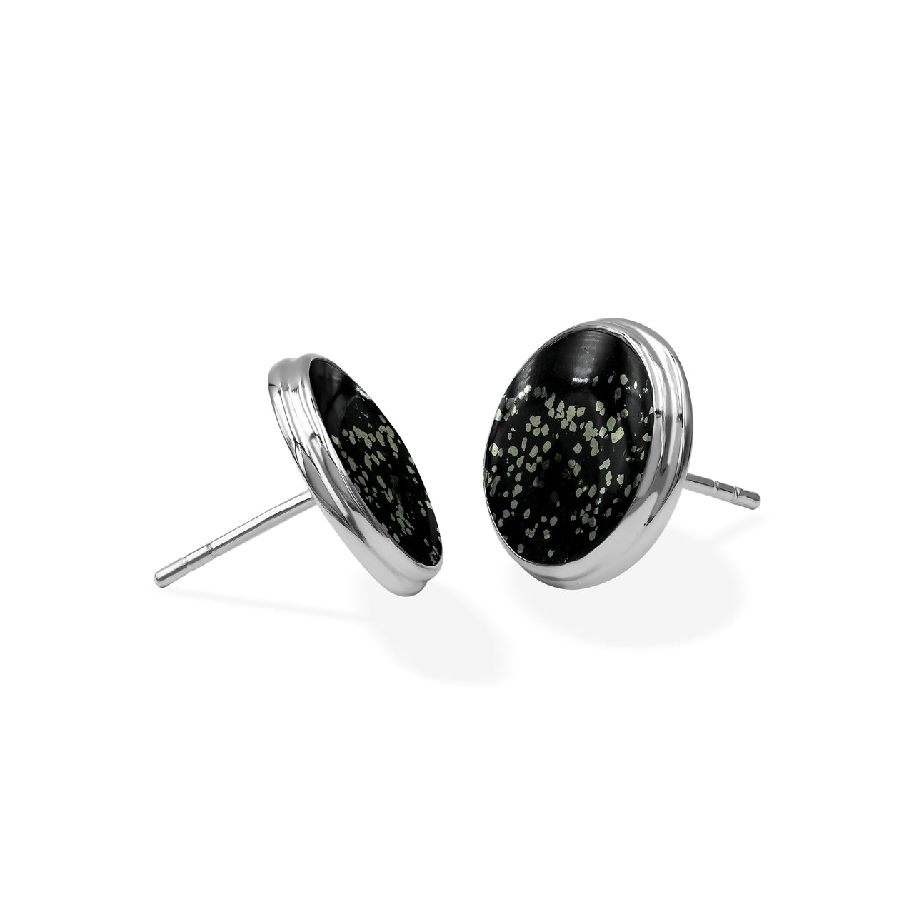 Starborn Pyrite Schist Round Post Earrings in Sterling Silver
