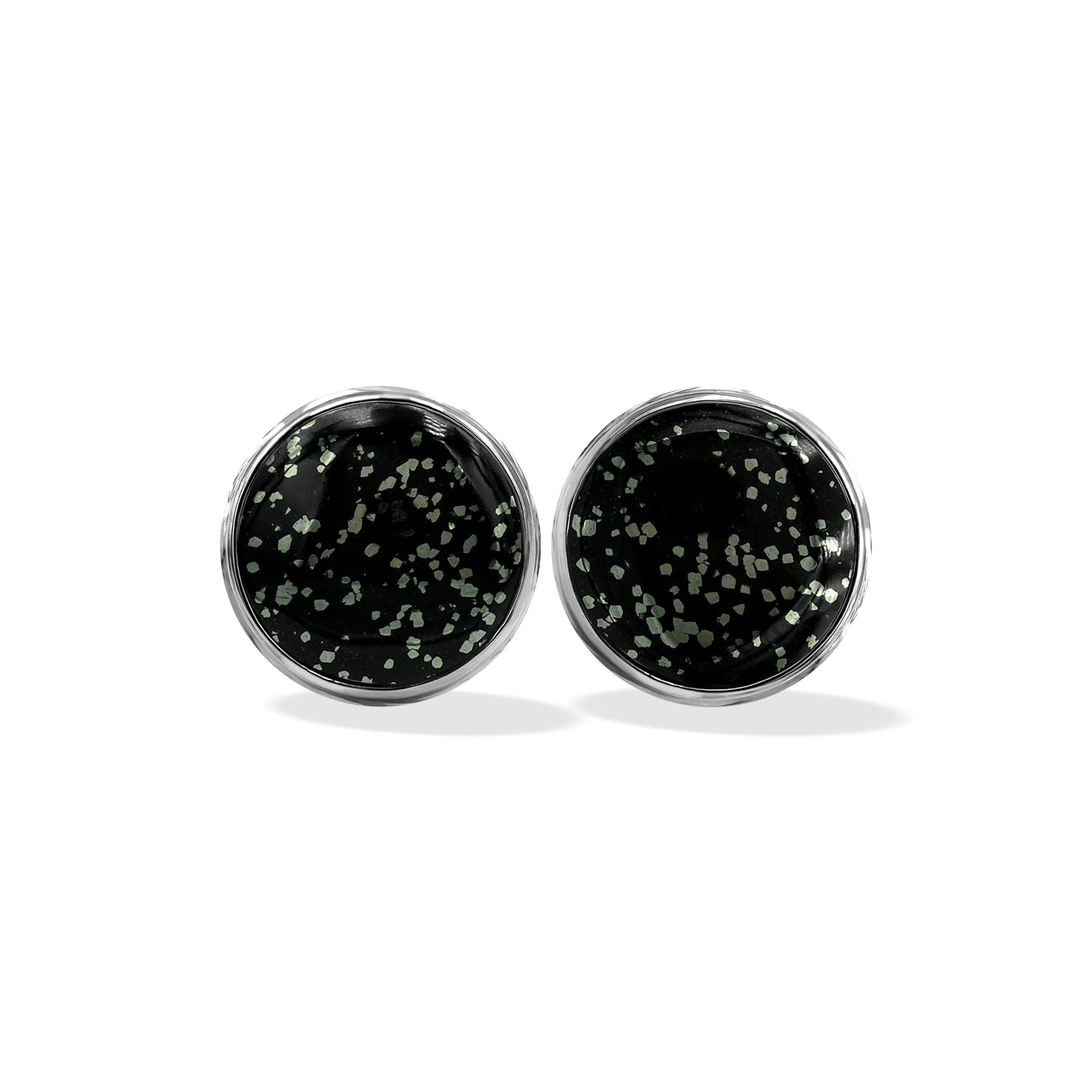 Starborn Pyrite Schist Round Post Earrings in Sterling Silver