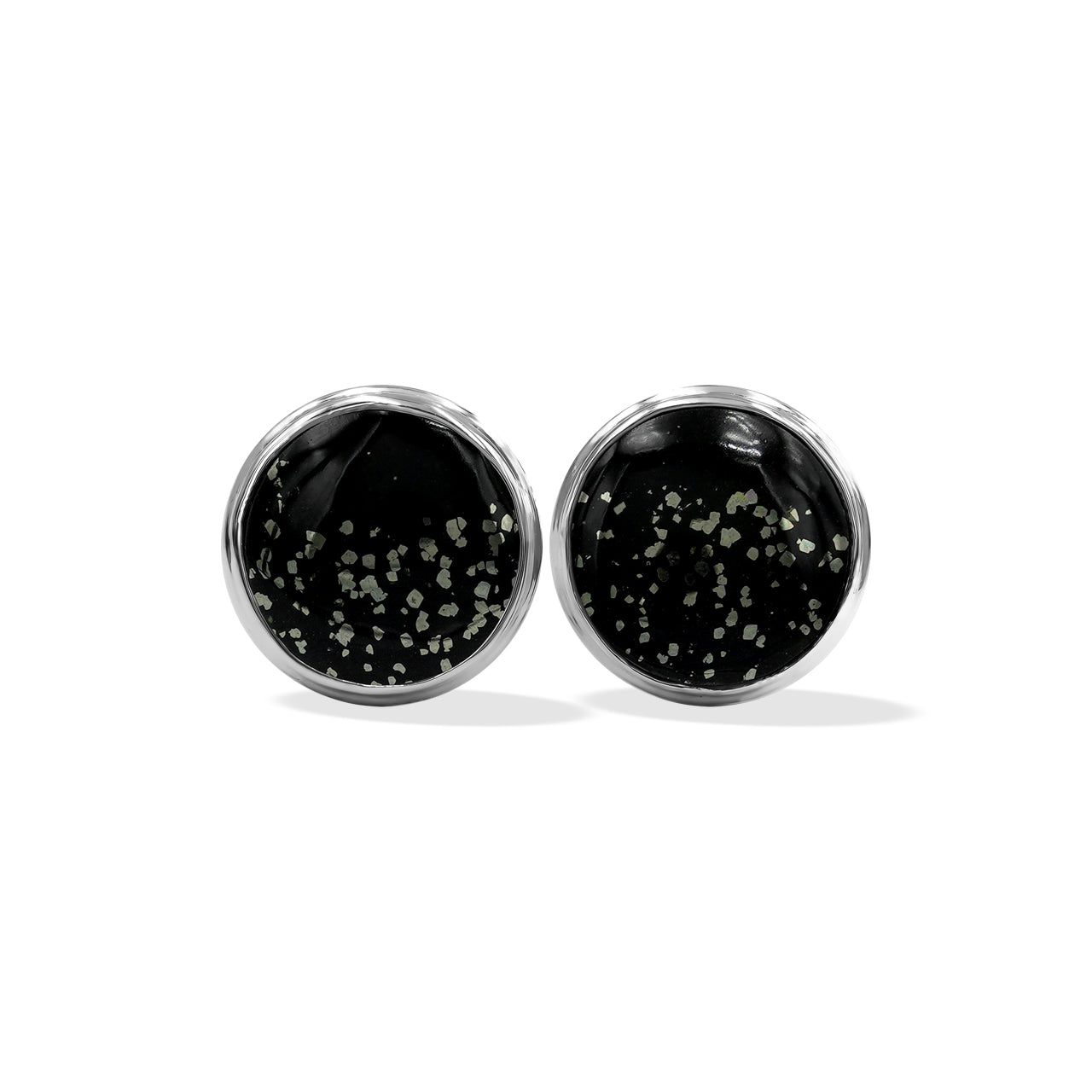Starborn Pyrite Schist Round Post Earrings in Sterling Silver
