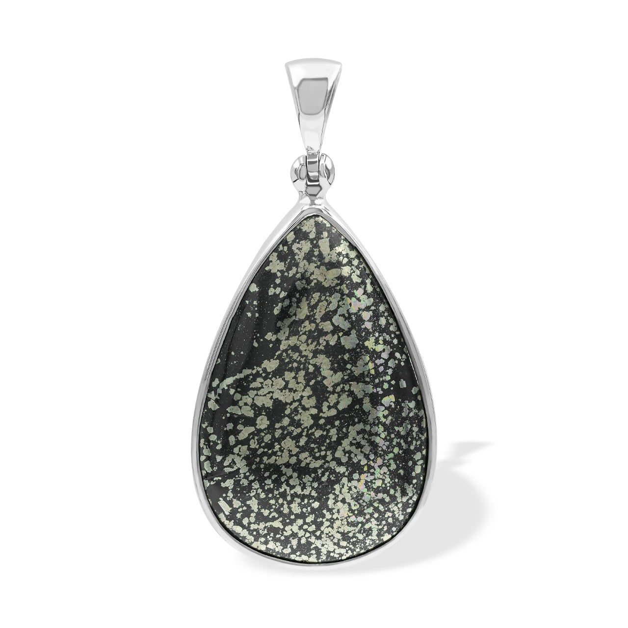 Starborn Pyrite Schist Pear Pendant in Sterling Silver
