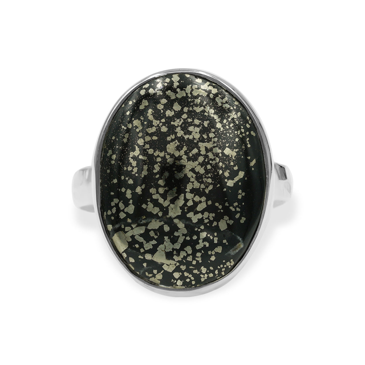 Starborn Pyrite Schist Oval Ring in Sterling Silver