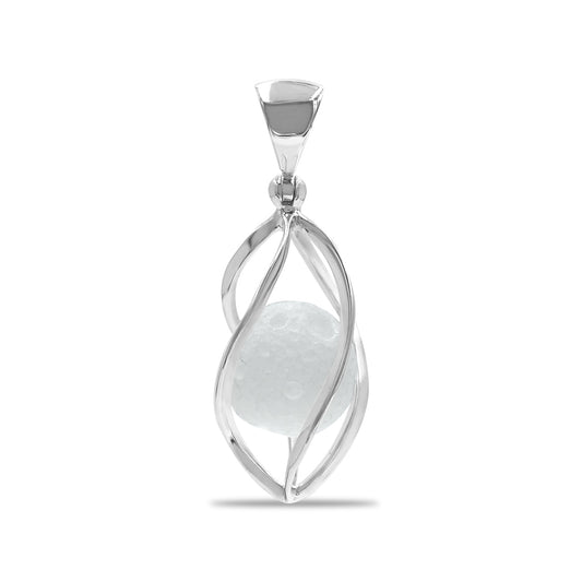 Starborn Carved Quartz Sphere Cage Set Pendant in Sterling Silver