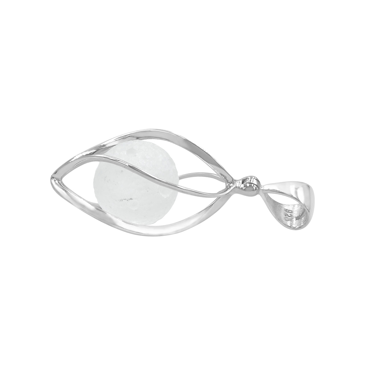 Starborn Carved Quartz Sphere Cage Set Pendant in Sterling Silver