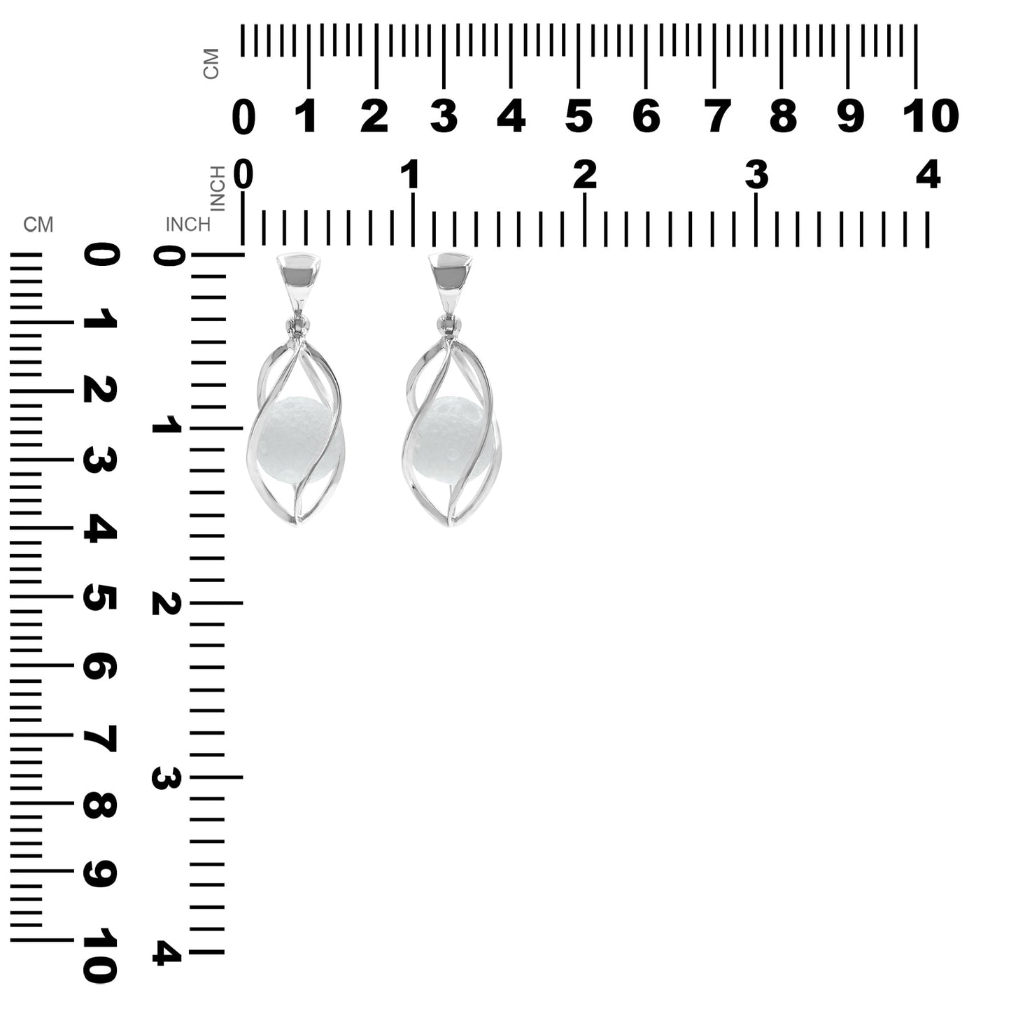 Starborn Carved Quartz Sphere Cage Set Pendant in Sterling Silver