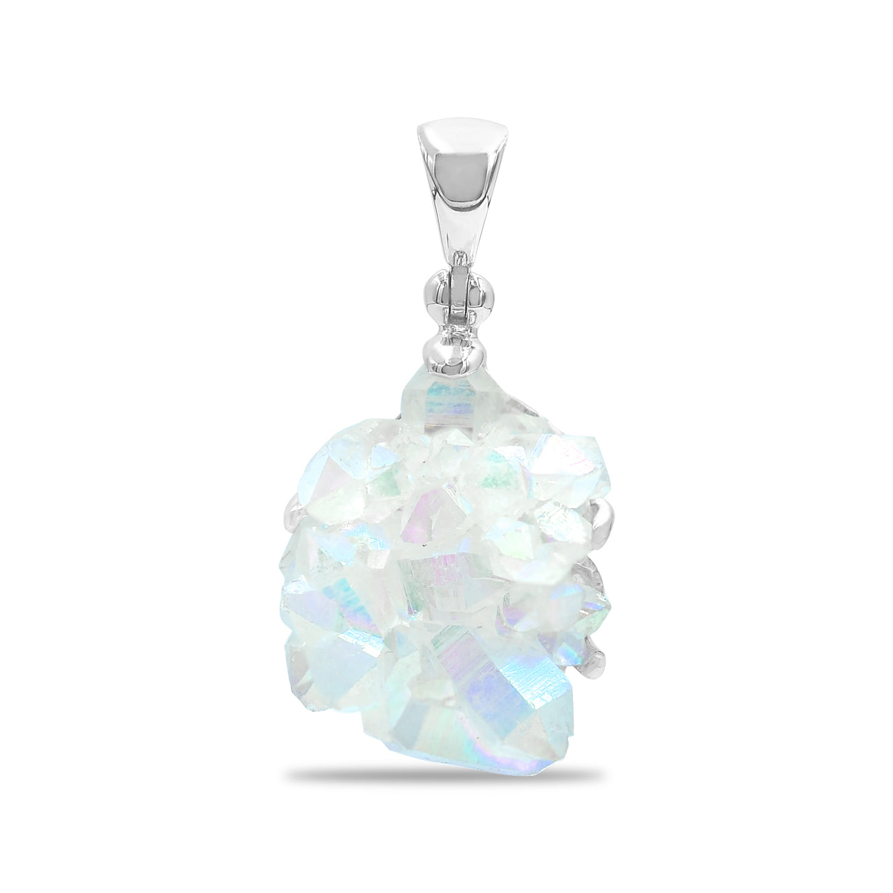 Starborn Quartz Crystal Prong Set Pendant in Sterling Silver