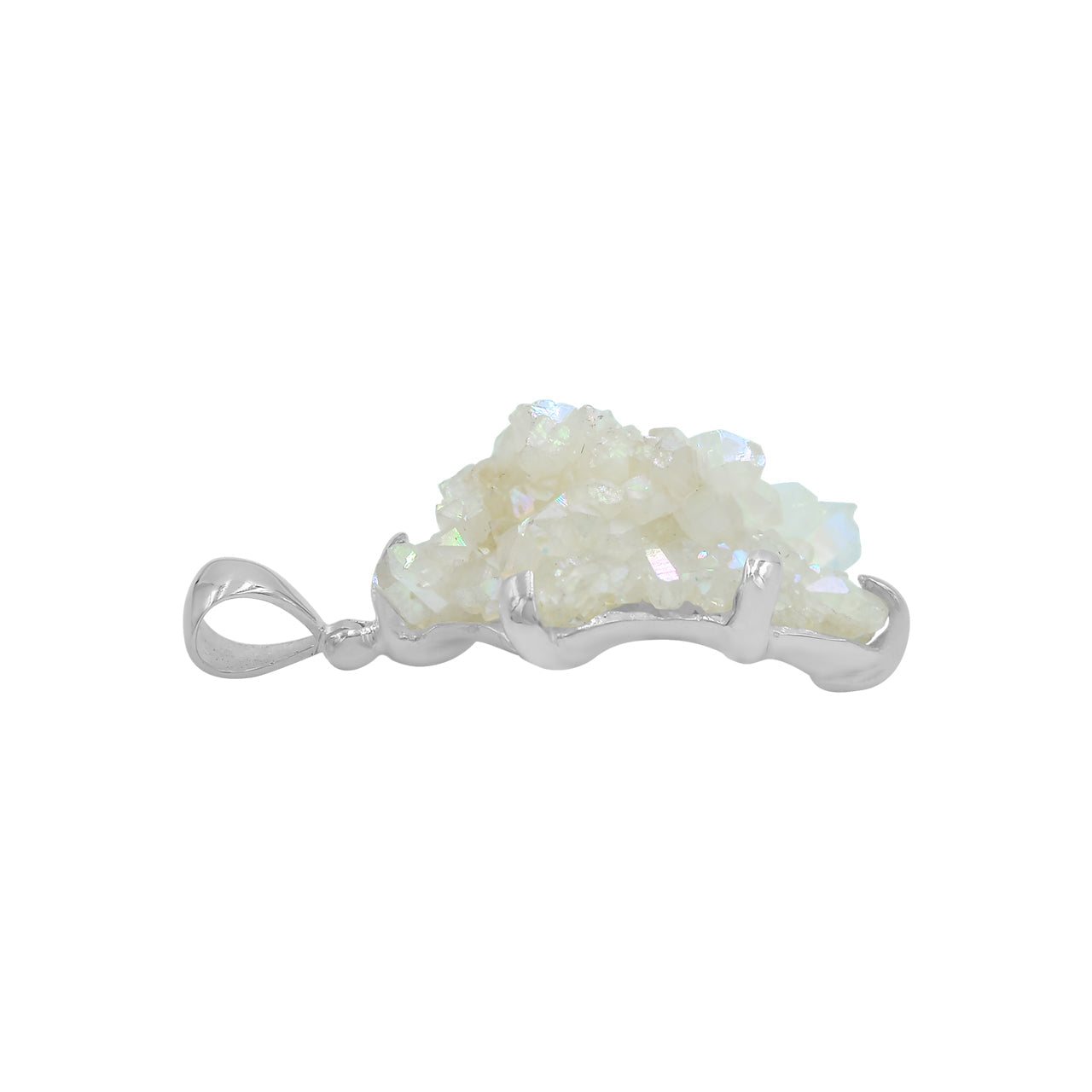 Starborn Quartz Crystal Prong Set Pendant in Sterling Silver