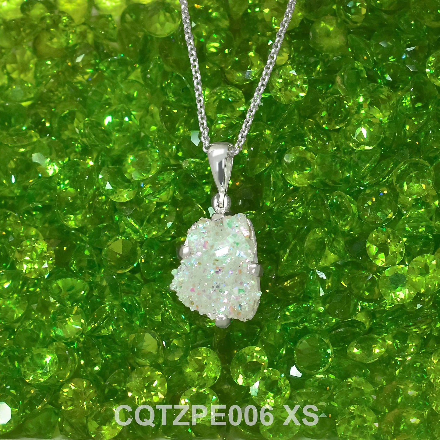 Starborn Quartz Crystal Prong Set Pendant in Sterling Silver