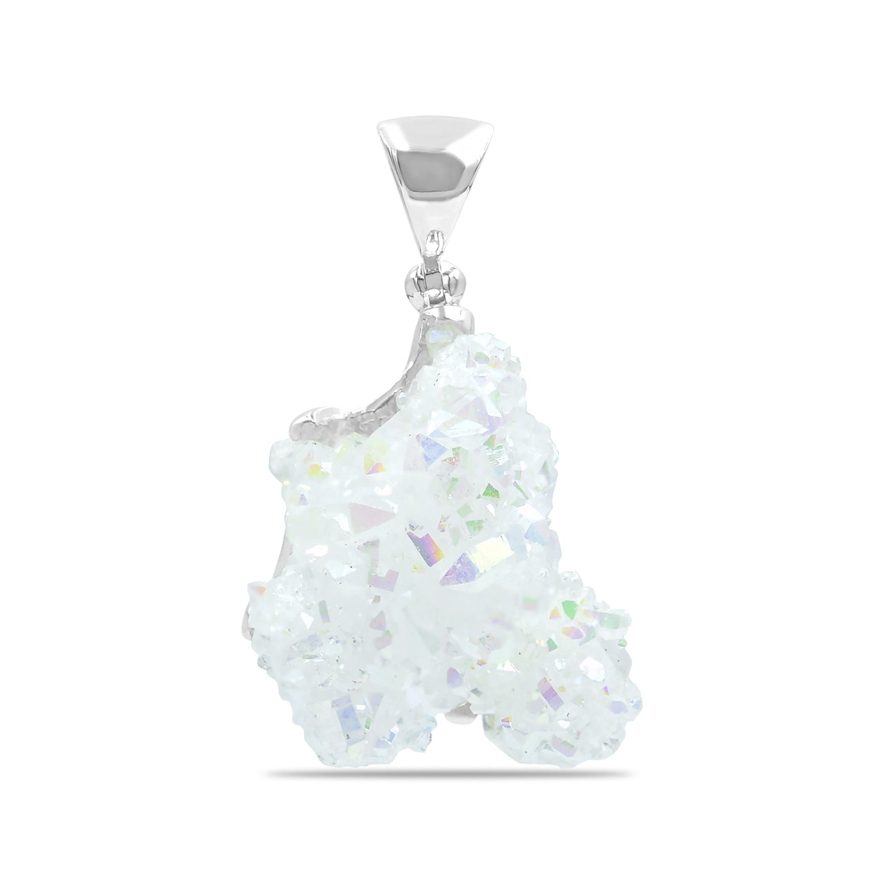 Starborn Quartz Crystal Prong Set Pendant in Sterling Silver