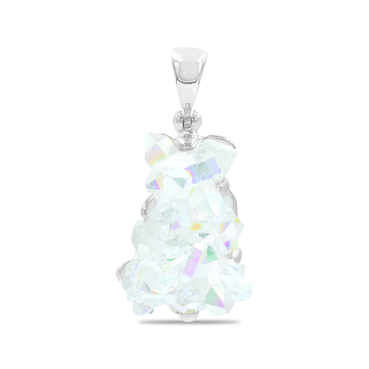 Starborn Quartz Crystal Prong Set Pendant in Sterling Silver