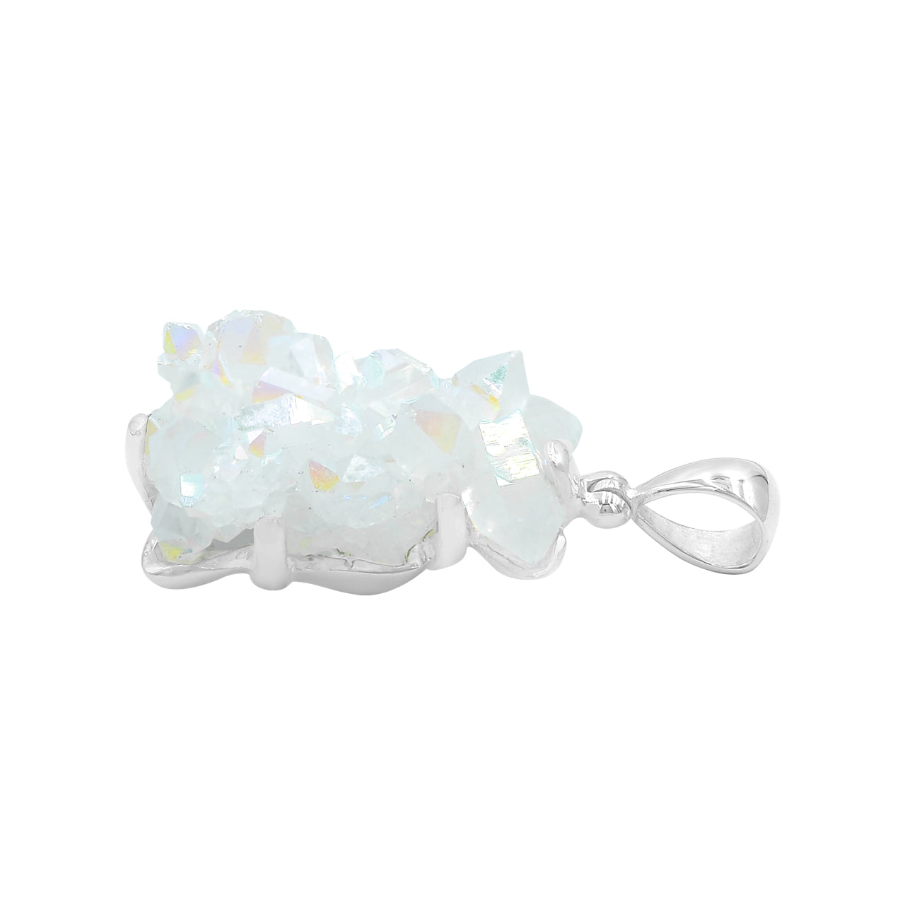 Starborn Quartz Crystal Prong Set Pendant in Sterling Silver