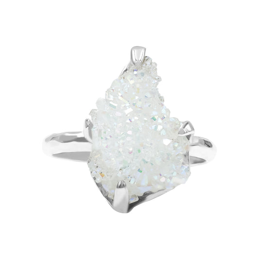 Starborn Quartz Crystal Prong Set Ring in Sterling Silver