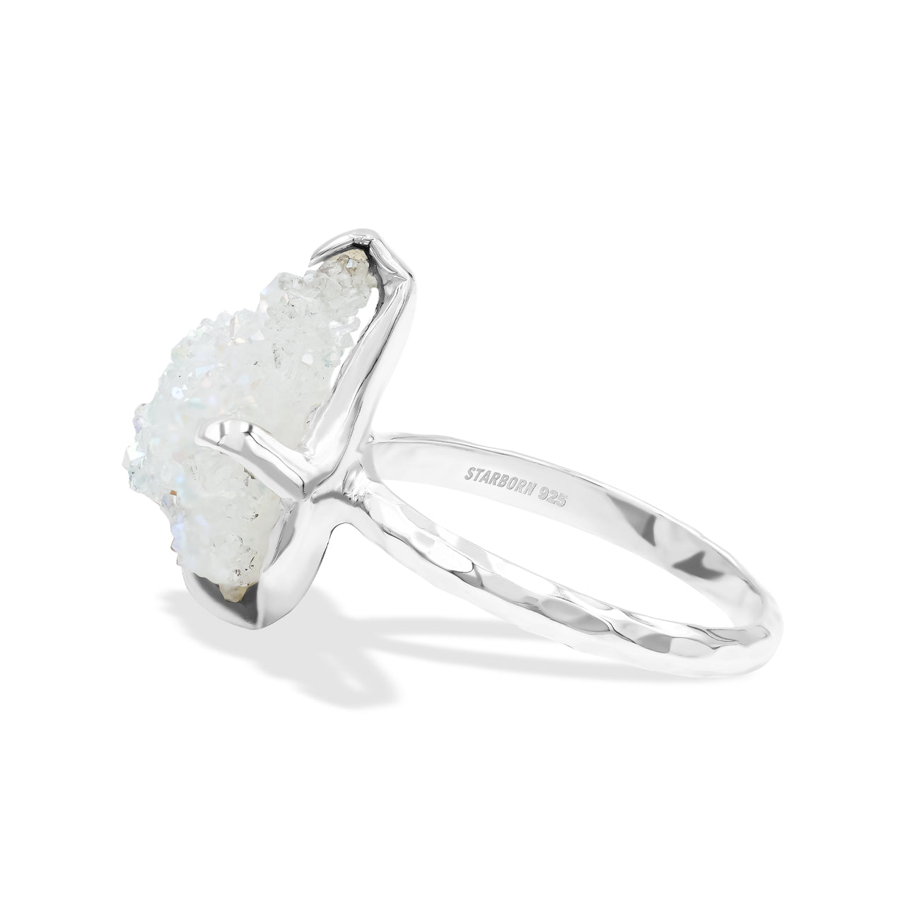 Starborn Quartz Crystal Prong Set Ring in Sterling Silver