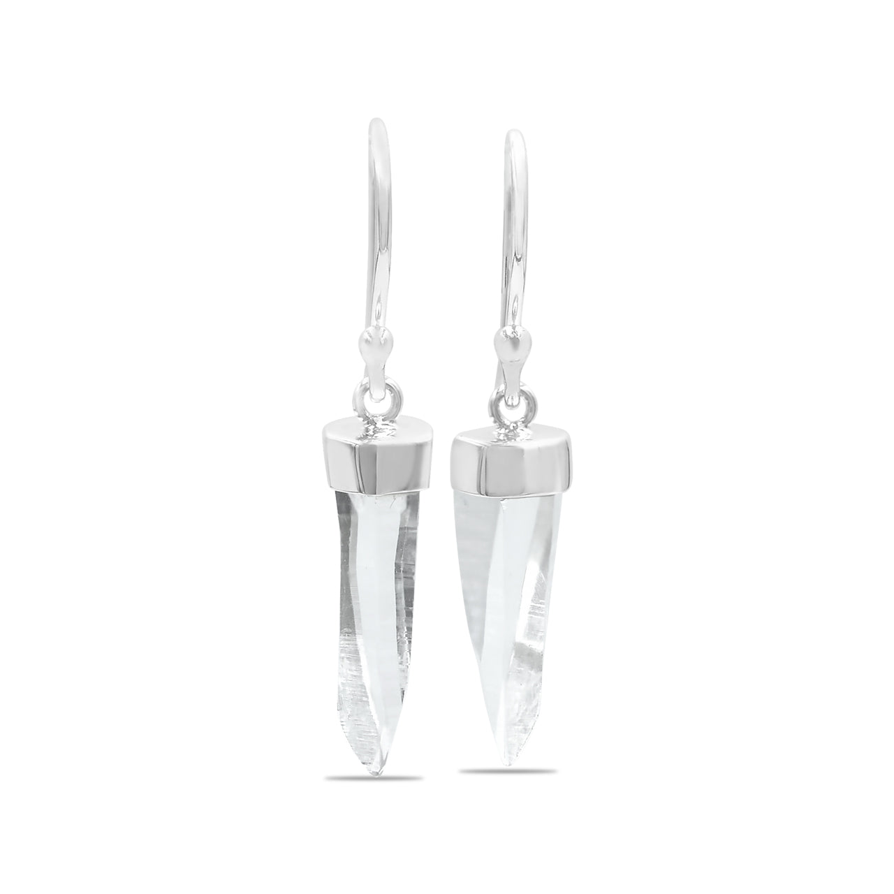 Starborn Quartz Crystal Point Drop Earrings in Sterling Silver