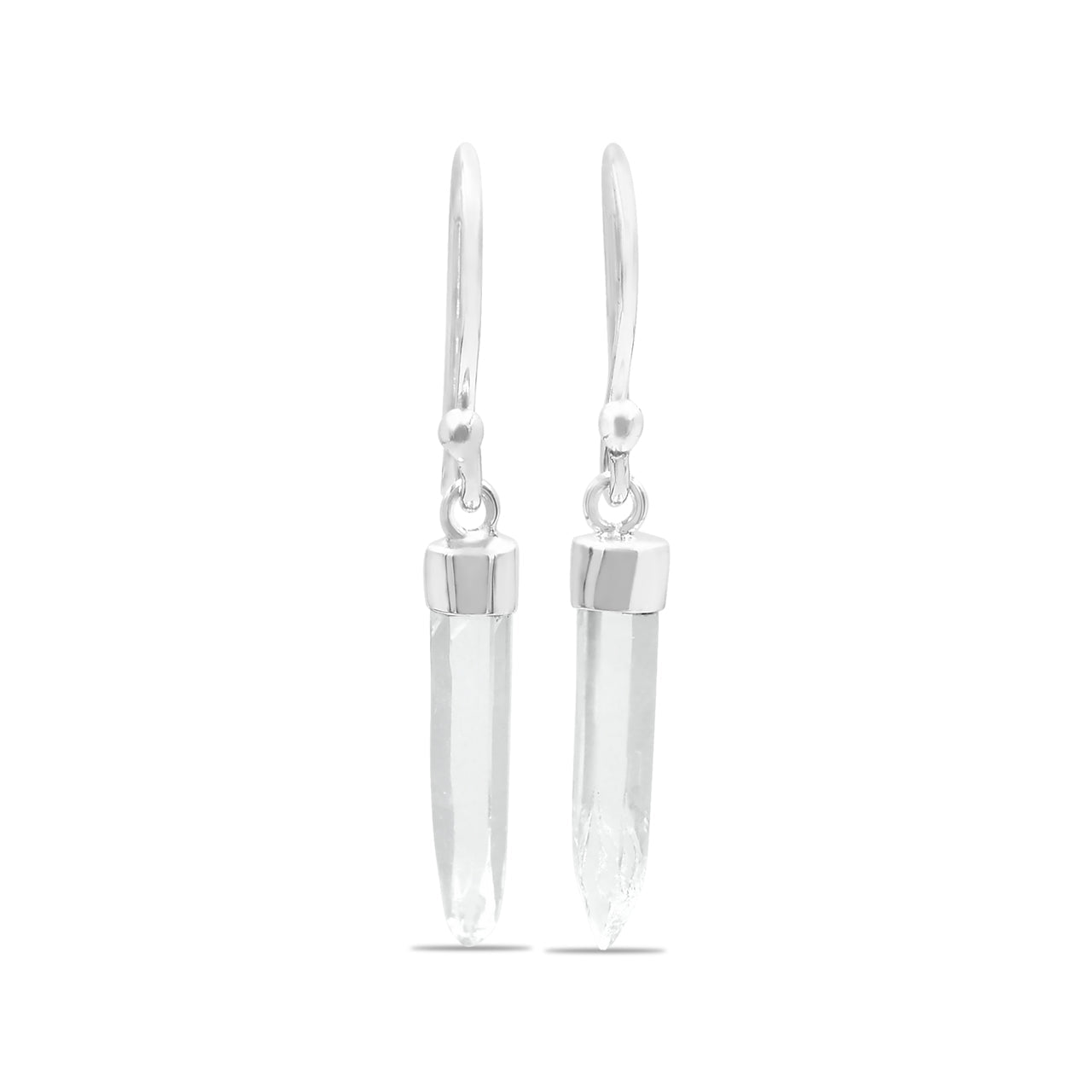 Starborn Quartz Crystal Point Drop Earrings in Sterling Silver