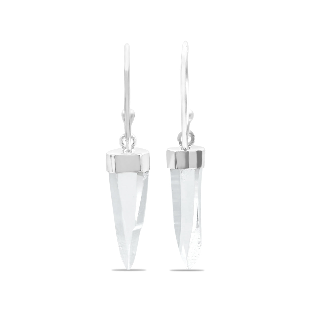 Starborn Quartz Crystal Point Drop Earrings in Sterling Silver