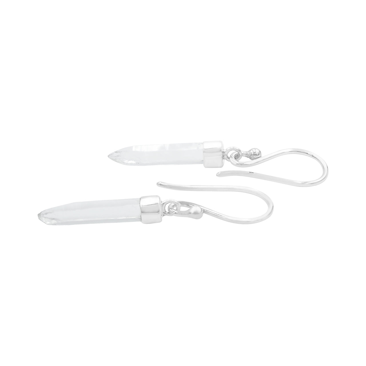 Starborn Quartz Crystal Point Drop Earrings in Sterling Silver